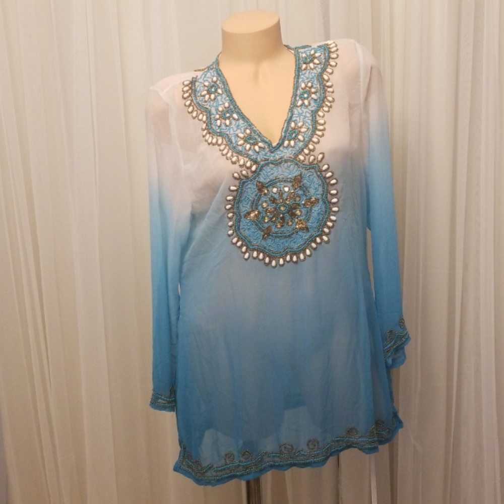 Sonya Swimsuit Bikini Beaded Coverup One Size